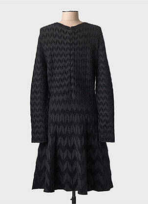 Robe mi-longue manches longues manches longues noir LEO & UGO femme