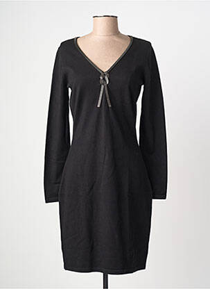 Robe mi-longue manches longues manches longues noir LEO & UGO femme