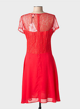 Robe mi-longue tissage crêpe manches courtes rouge GREGORY PAT femme