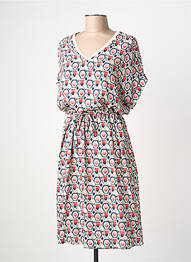 Robe mi-longue manches courtes manches courtes beige TONI femme