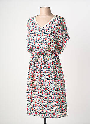 Robe mi-longue manches courtes manches courtes beige TONI femme