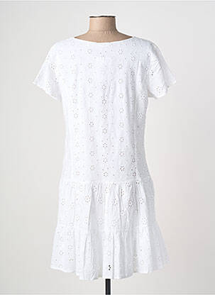 Robe courte coupe évasée manches courtes blanc MASSANA femme