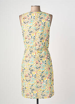 Robe mi-longue imprimé fleurs sans manche jaune GUY DUBOUIS femme