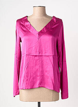 Top coupe fluide manches longues rose LEO & UGO femme