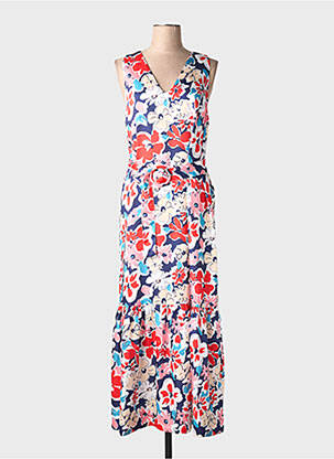 Robe longue imprimé fleurs sans manche rouge LEO & UGO femme