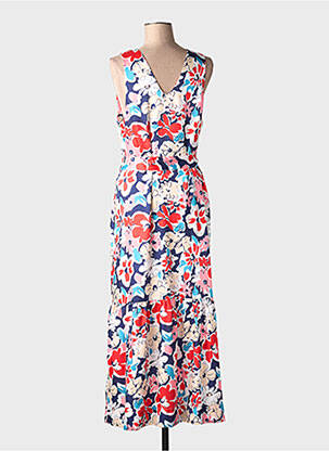 Robe longue imprimé fleurs sans manche rouge LEO & UGO femme