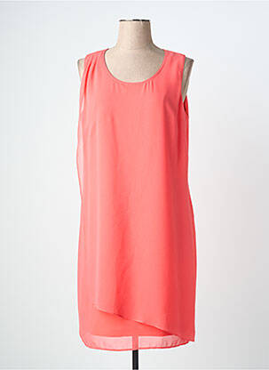 Robe mi-longue tissage crêpe sans manche orange GREGORY PAT femme