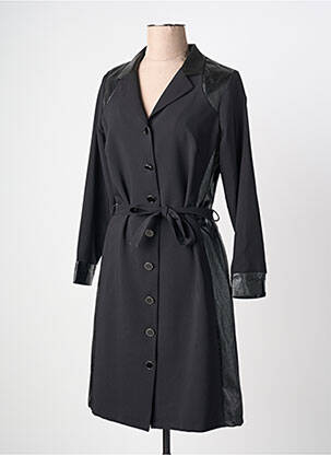 Robe mi-longue manches longues manches longues noir GREGORY PAT femme