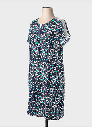 Robe mi-longue manches courtes manches courtes bleu GUY DUBOUIS femme