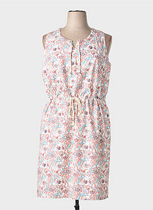 Robe mi-longue imprimé fleurs sans manche beige GUY DUBOUIS femme