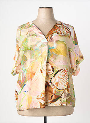 Blouse imprimé fantaisie manches courtes beige TONI femme