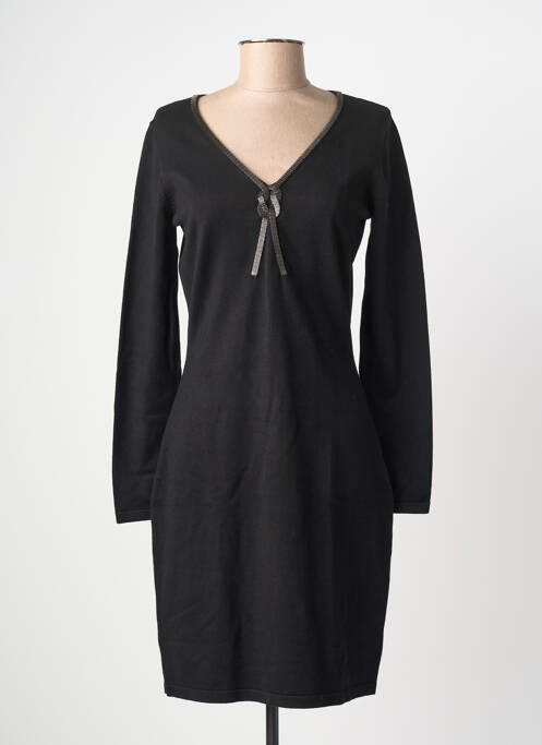 Robe mi-longue manches longues manches longues noir LEO & UGO femme