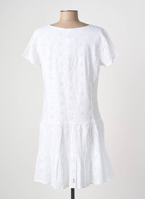 Robe courte coupe évasée manches courtes blanc MASSANA femme