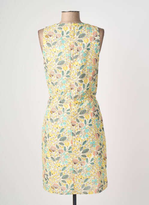 Robe mi-longue imprimé fleurs sans manche jaune GUY DUBOUIS femme