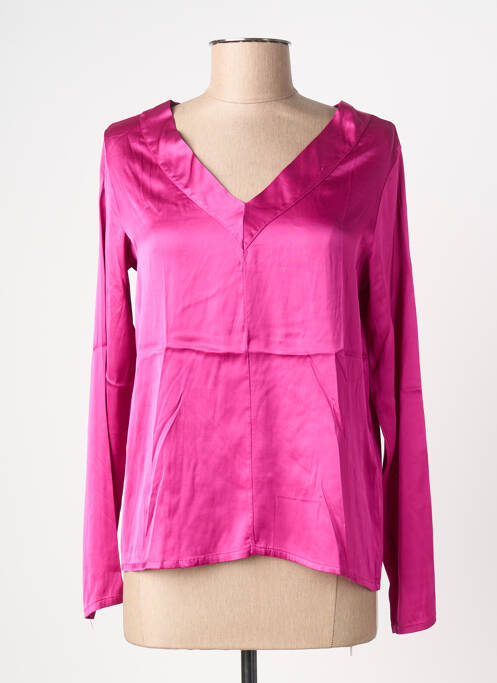 Top coupe fluide manches longues rose LEO & UGO femme