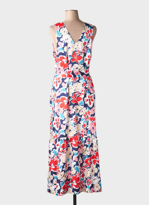 Robe longue imprimé fleurs sans manche rouge LEO & UGO femme