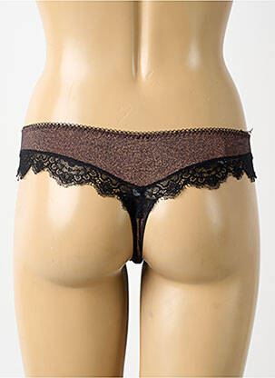 Tanga effet matière satinée noir ANTIGEL femme