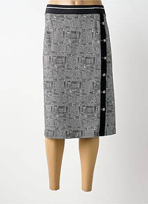 Jupe mi-longue coupe droite gris GUY DUBOUIS femme