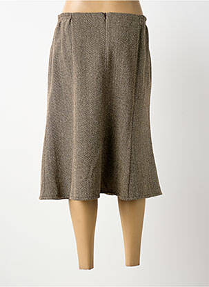 Jupe mi-longue coupe évasée marron GUY DUBOUIS femme