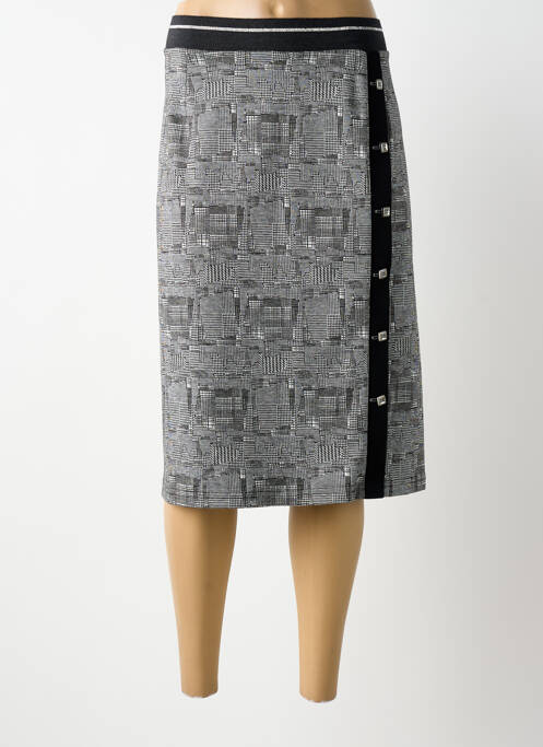 Jupe mi-longue stretch gris GUY DUBOUIS femme