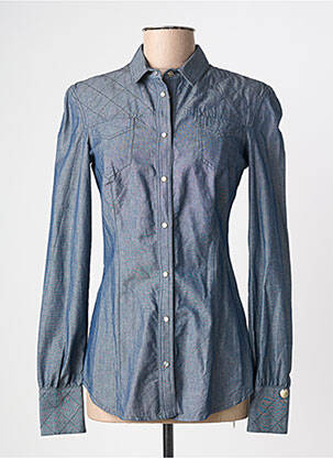 Chemisier coupe cintrée manches longues bleu MANGANO femme