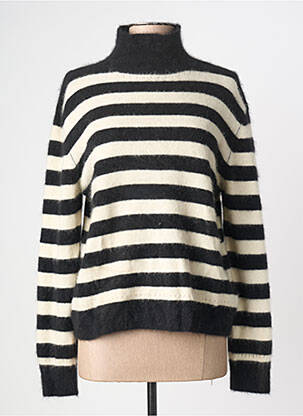 Pull col roulé coupe cintrée manches longues noir MAJESTIC FILATURES femme