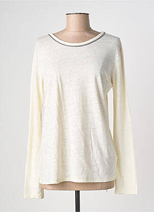 Top col rond manches longues blanc MAJESTIC FILATURES femme
