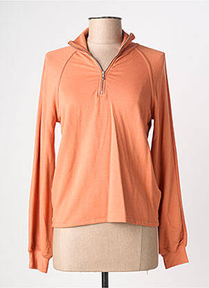Pull coupe cintrée manches longues orange MAJESTIC FILATURES femme