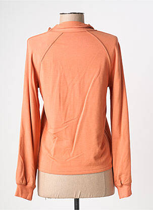 Pull coupe cintrée manches longues orange MAJESTIC FILATURES femme
