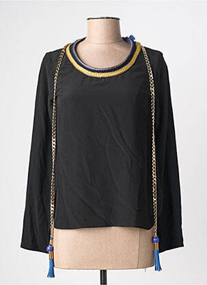 Blouse col rond manches longues noir ELLA LUNA femme
