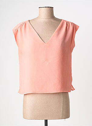 Top col v sans manche rose CHACOK femme