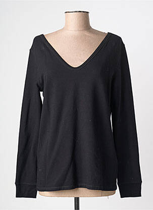 Top col v manches longues noir MAJESTIC FILATURES femme