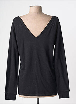 Top col v manches longues noir MAJESTIC FILATURES femme
