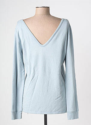 Top col v manches longues bleu MAJESTIC FILATURES femme