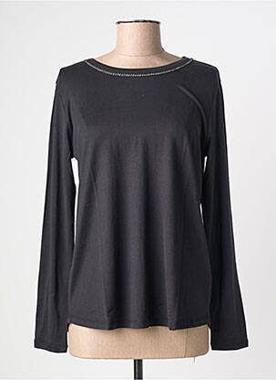 Top col rond manches longues noir MAJESTIC FILATURES femme