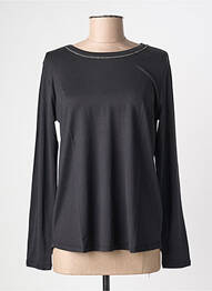 Top col rond manches longues noir MAJESTIC FILATURES femme