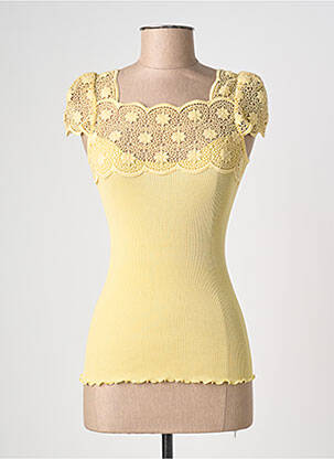 Top col carré manches courtes jaune OSCALITO femme