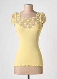 Top col carré manches courtes jaune OSCALITO femme