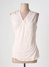 Top coupe cintrée sans manche rose MAJESTIC FILATURES femme
