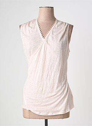 Top coupe cintrée sans manche rose MAJESTIC FILATURES femme