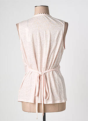 Top coupe cintrée sans manche rose MAJESTIC FILATURES femme