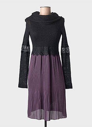 Robe mi-longue coupe évasée manches longues noir ANNA RITA N femme