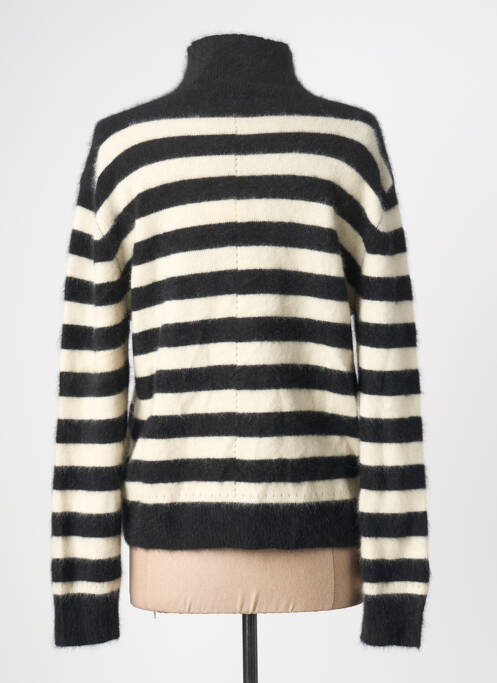 Pull col roulé coupe cintrée manches longues noir MAJESTIC FILATURES femme