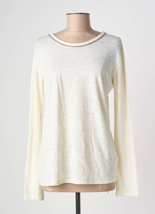 Top col rond manches longues blanc MAJESTIC FILATURES femme