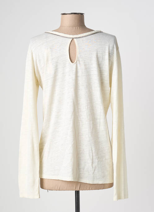 Top col rond manches longues blanc MAJESTIC FILATURES femme