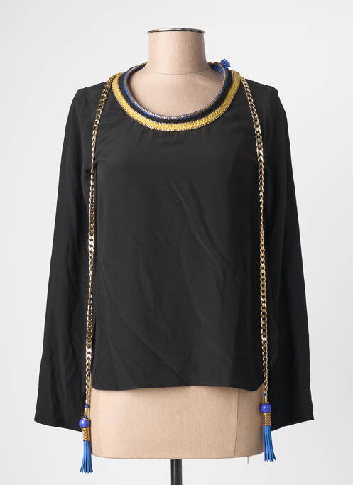 Blouse col rond manches longues noir ELLA LUNA femme