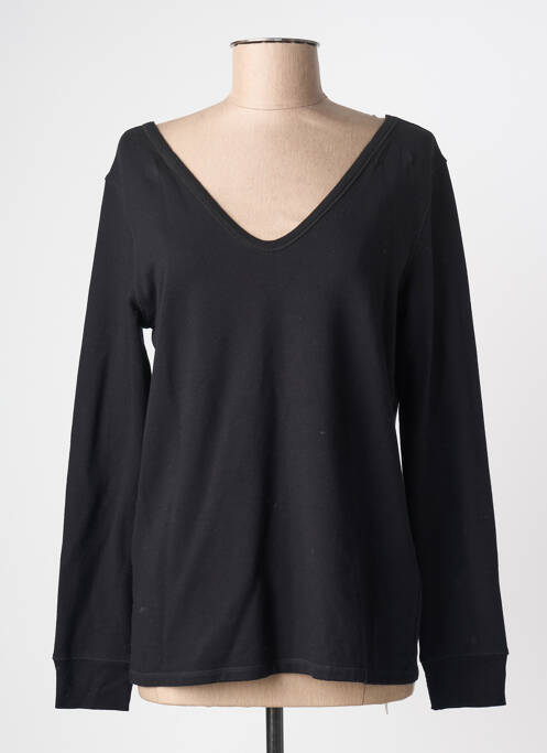 Top col v manches longues noir MAJESTIC FILATURES femme