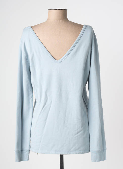 Top col v manches longues bleu MAJESTIC FILATURES femme