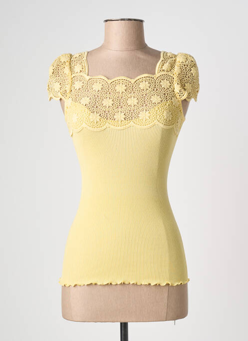 Top col carré manches courtes jaune OSCALITO femme