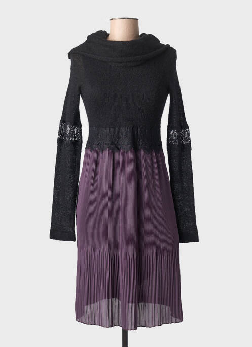 Robe mi-longue manches longues manches longues noir ANNA RITA N femme